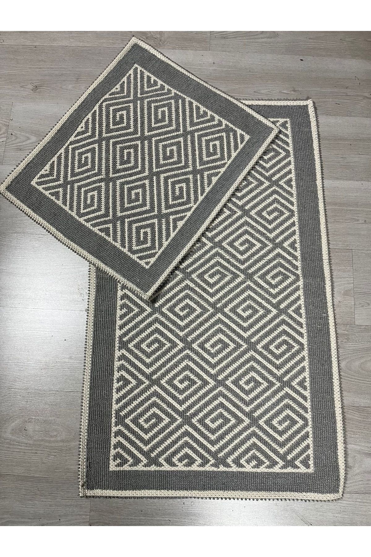 Çelsa Home Bukle 2'li Banyo Paspas Takımı Labirent Gri