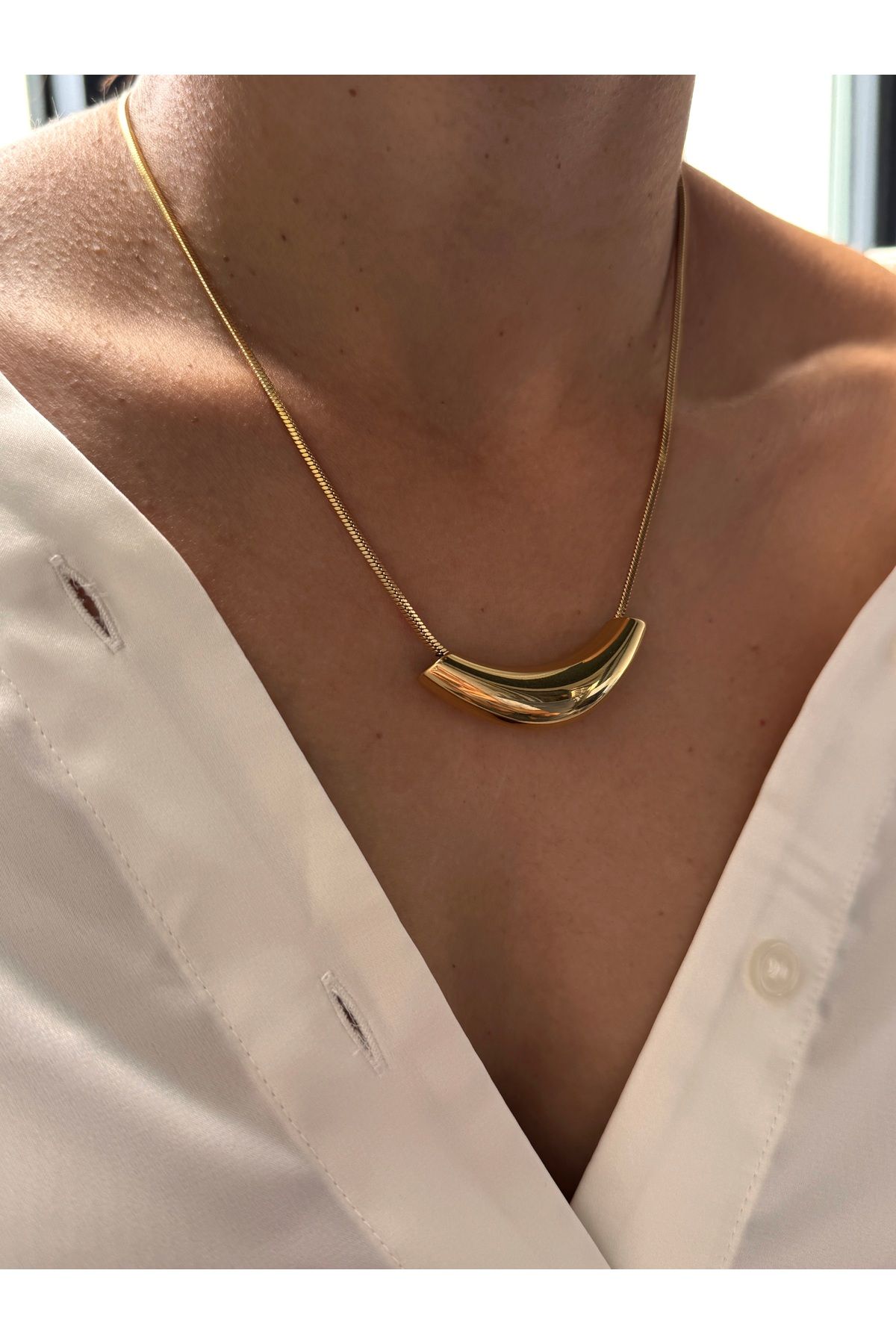 HERCY 316 L Paslanmaz Çelik Gold Oval Kolye