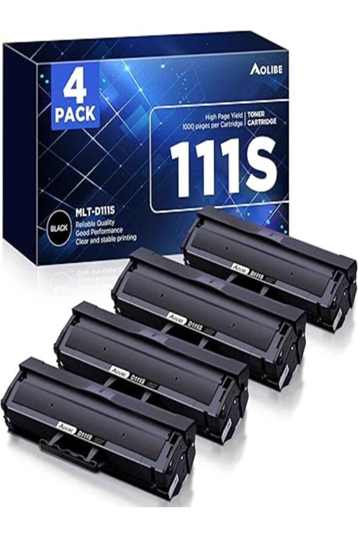 Samsung MLT-D111S MLT-D111L D111S M2020W M2024W M2070FW M2070W M2020 Printer (4 Black) AURA TONER