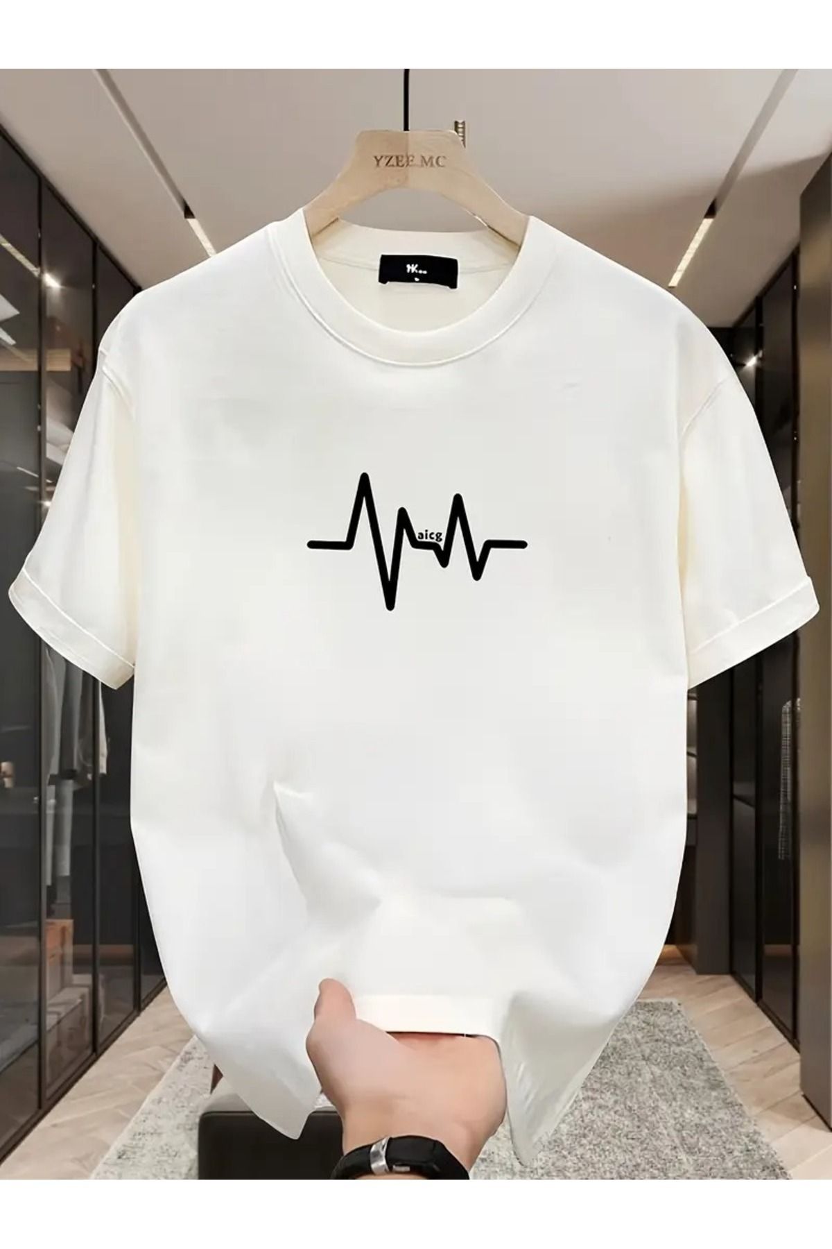 MANCY Unisex Ritim Baskılı Oversize %100 Pamuk T-shirt