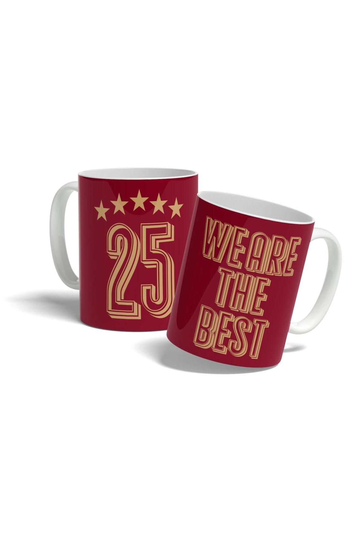 OFFSIDE We Are The Best 25. Şampiyonluk Sarı Kırmızı Taraftar Kupa Bardak Baskılı Kupa Hediye Porselen Kupa