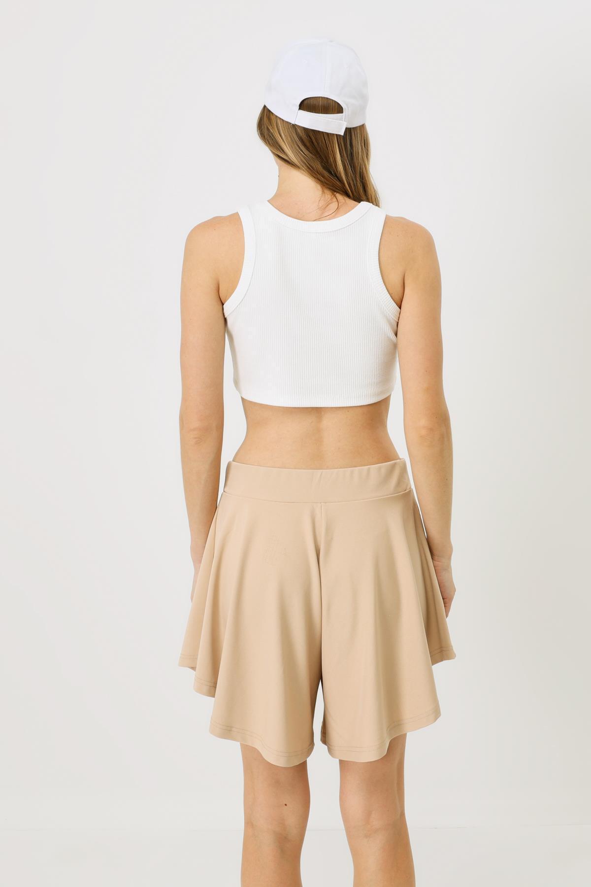 C&City-Flexible, gerippte Mini-Crop-Unterhemden für Damen – Neckholder, Ecru 924 4