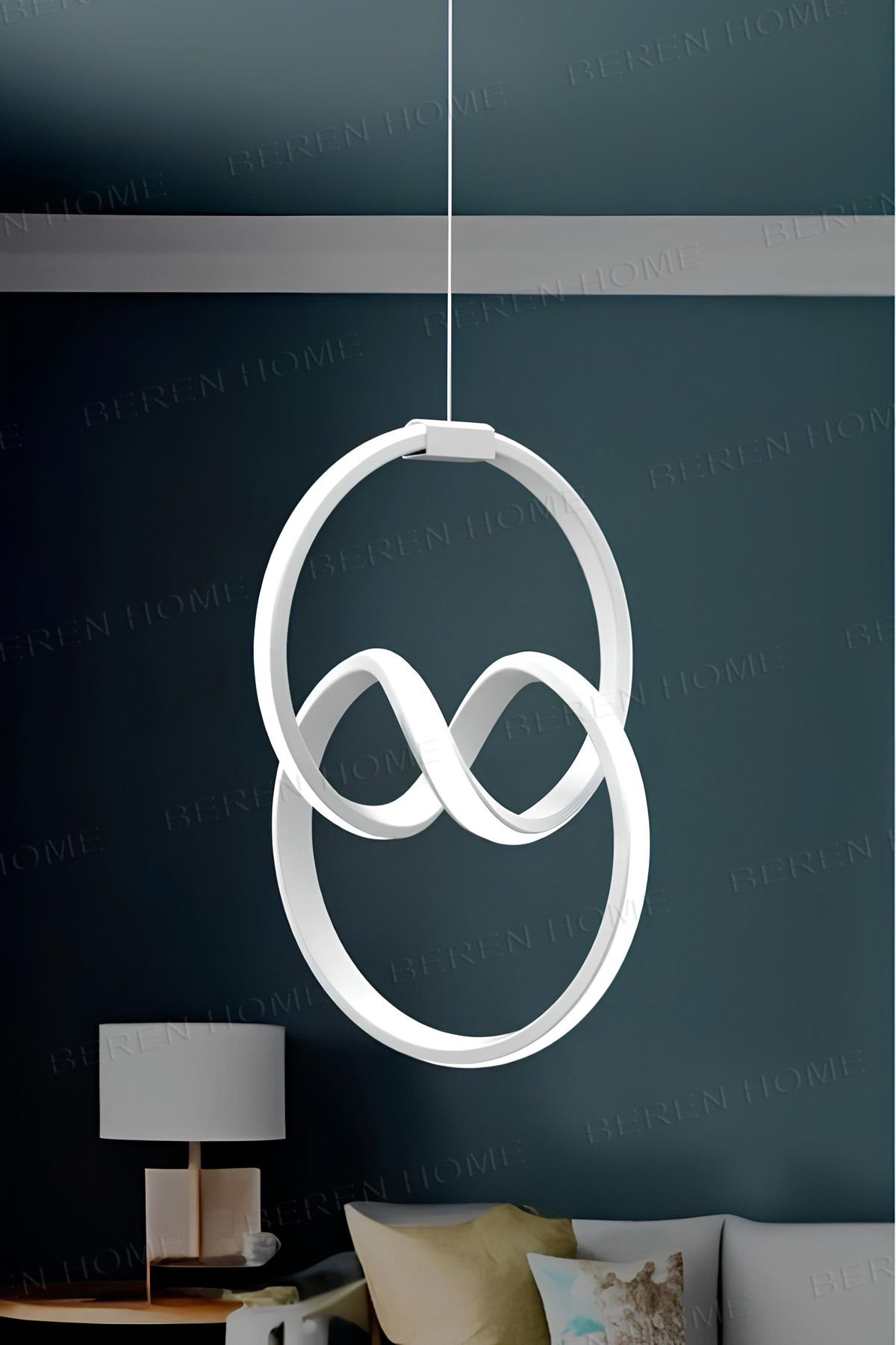 BEREN HOME Eva White Tek Renk Modern Sarkıt Led Avize