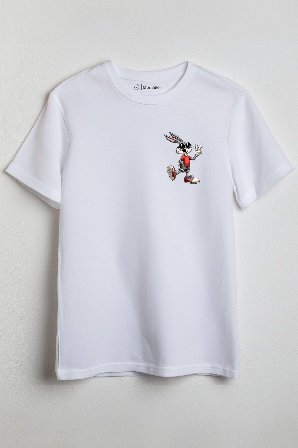 Merch&ice Kırmızılı Bugs Bunny Baskılı Unisex T-Shirt