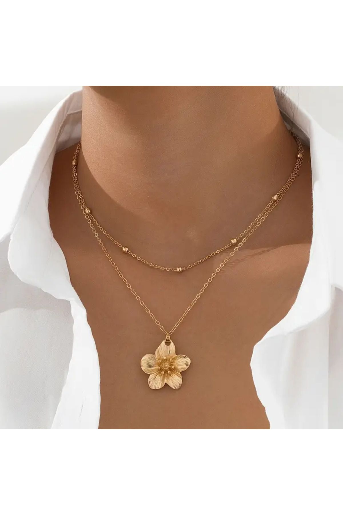 Fashionjewelery Gold Çiçek Kolye