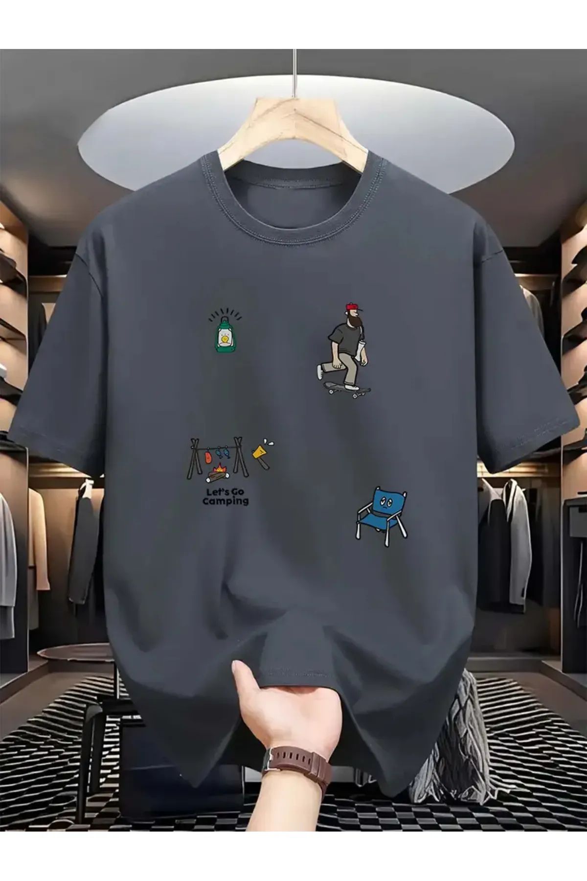 MANCY Unisex Büyük Beden Minimal Baskılı Oversize %100 Pamuk T-shirt