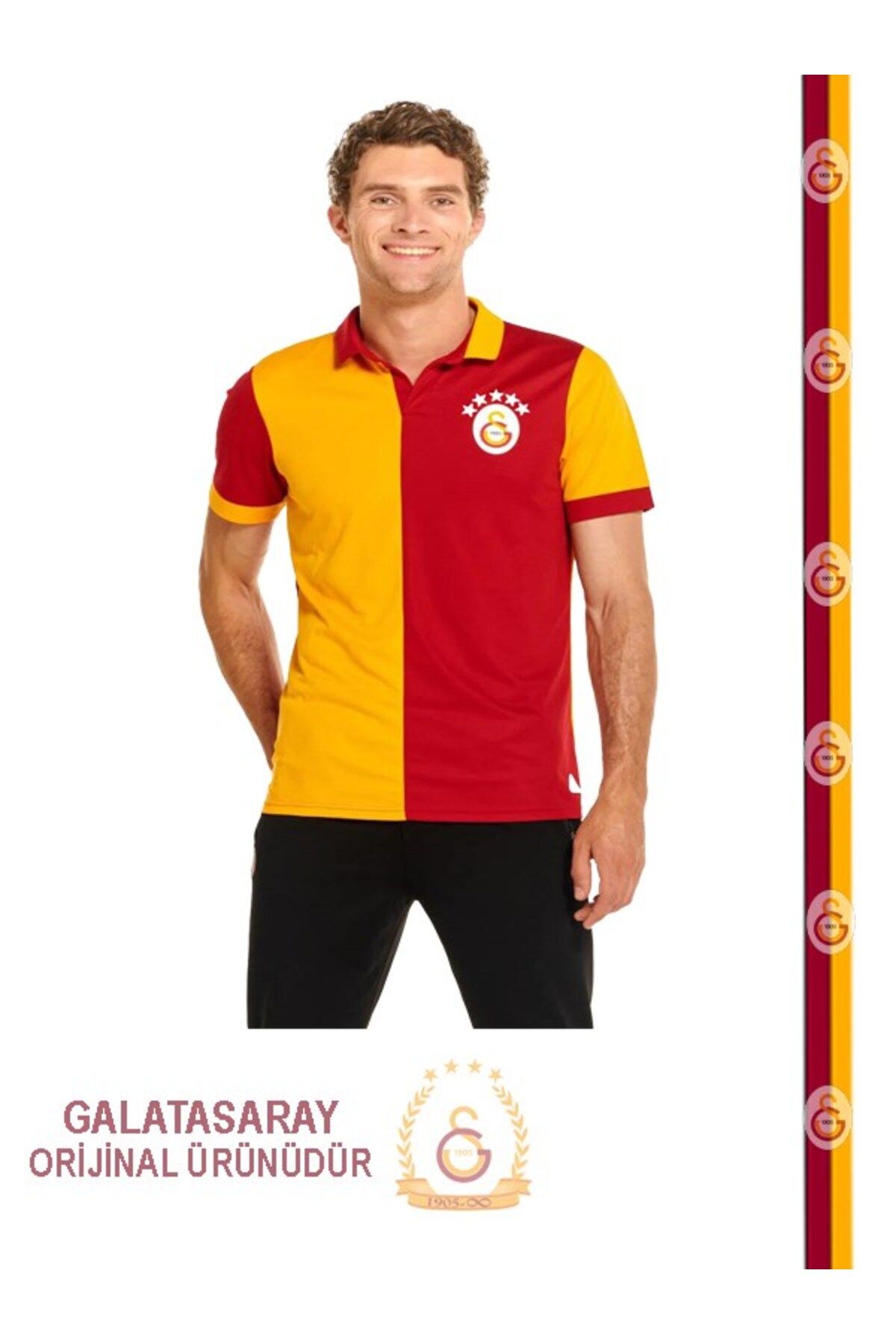 Galatasaray Lisanslı 5 Yıldız Polo Yaka Forma T-Shirt