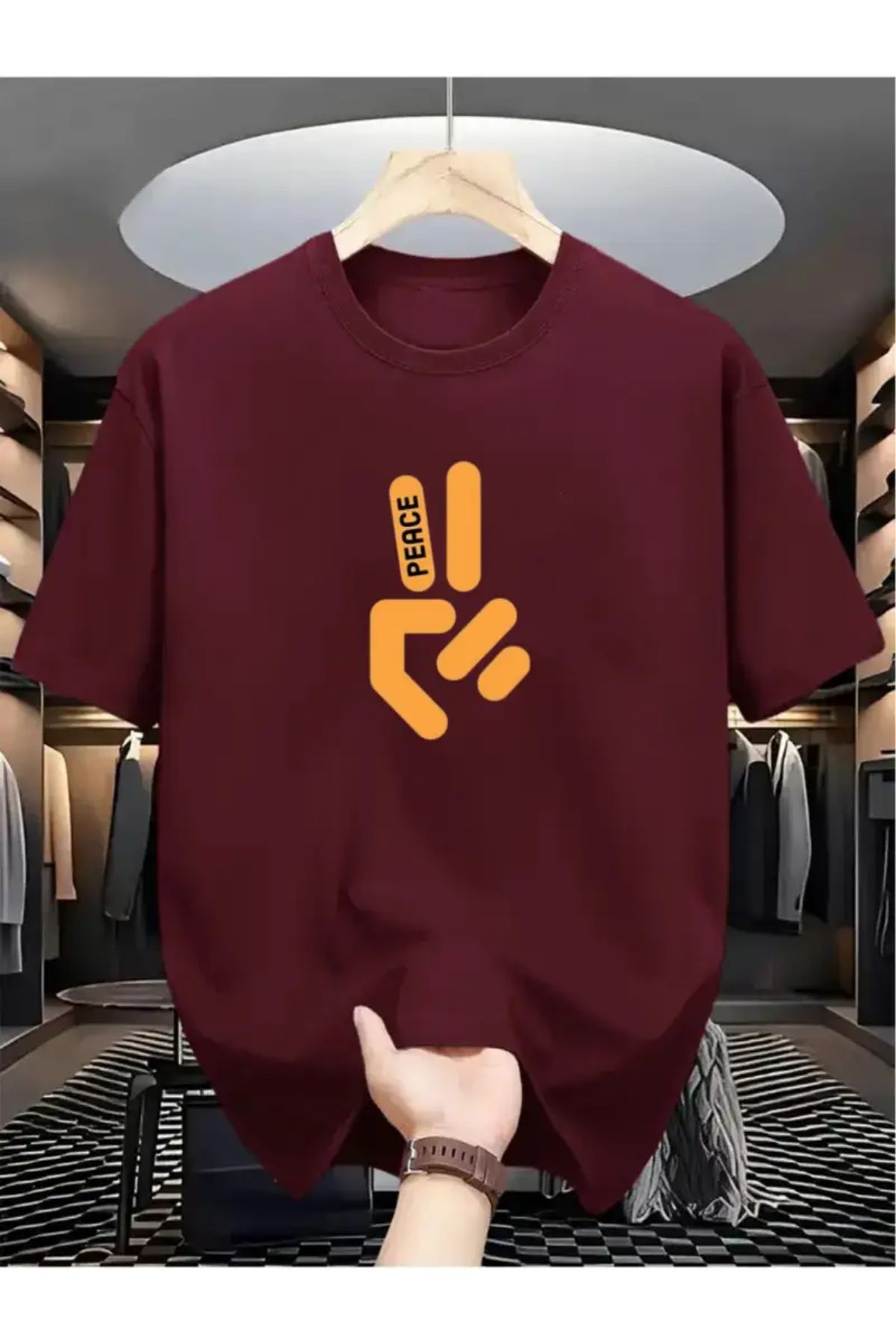 MANCY Unisex Peace Baskılı Oversize T-shirt