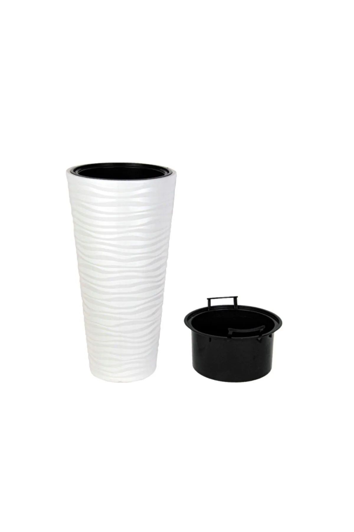 DDTREND 70 CM Dekoratif Plastik Vazo , Bahçe Balkon Salon Saksısı Hazne Dahil , Ağız Çap: 35 cm