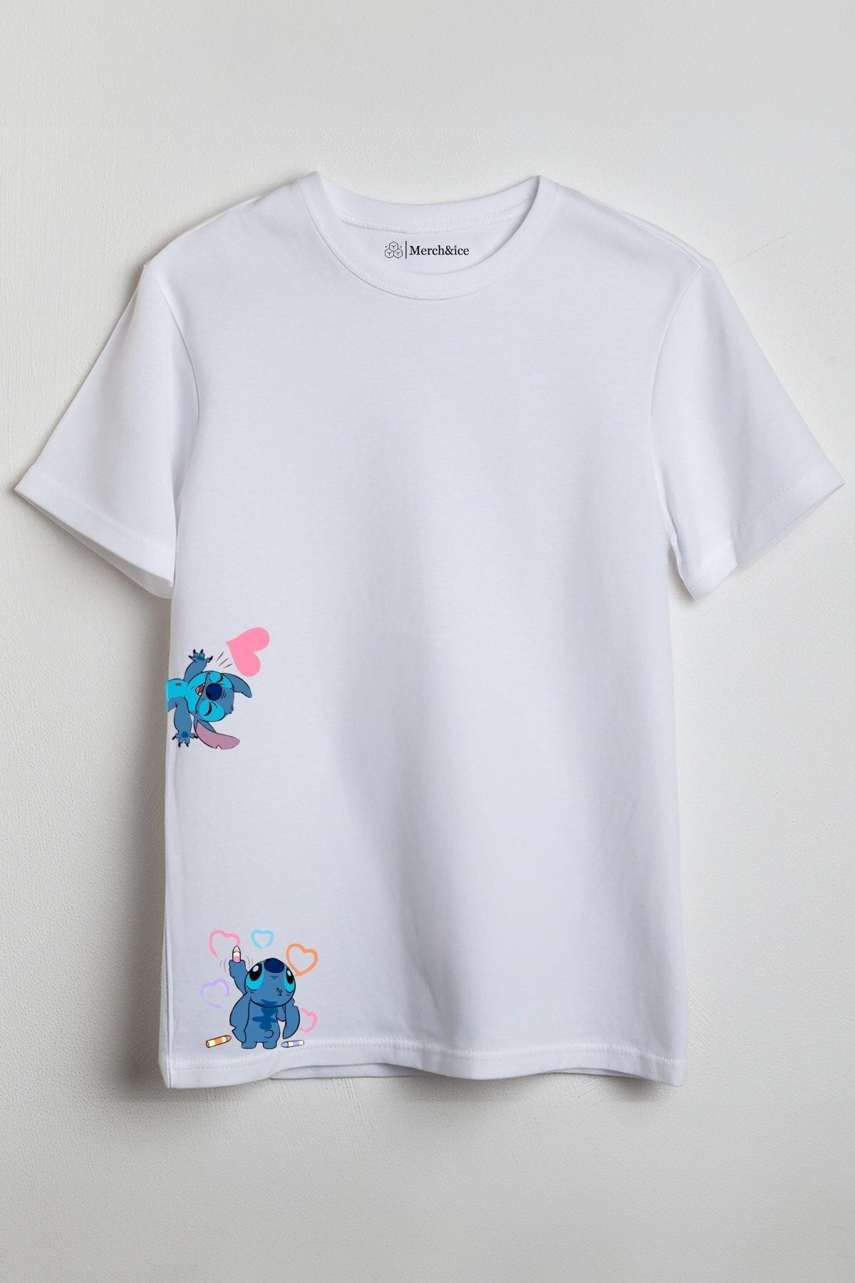 Merch&ice Resim Yapan Stitch Baskılı Unisex T-Shirt