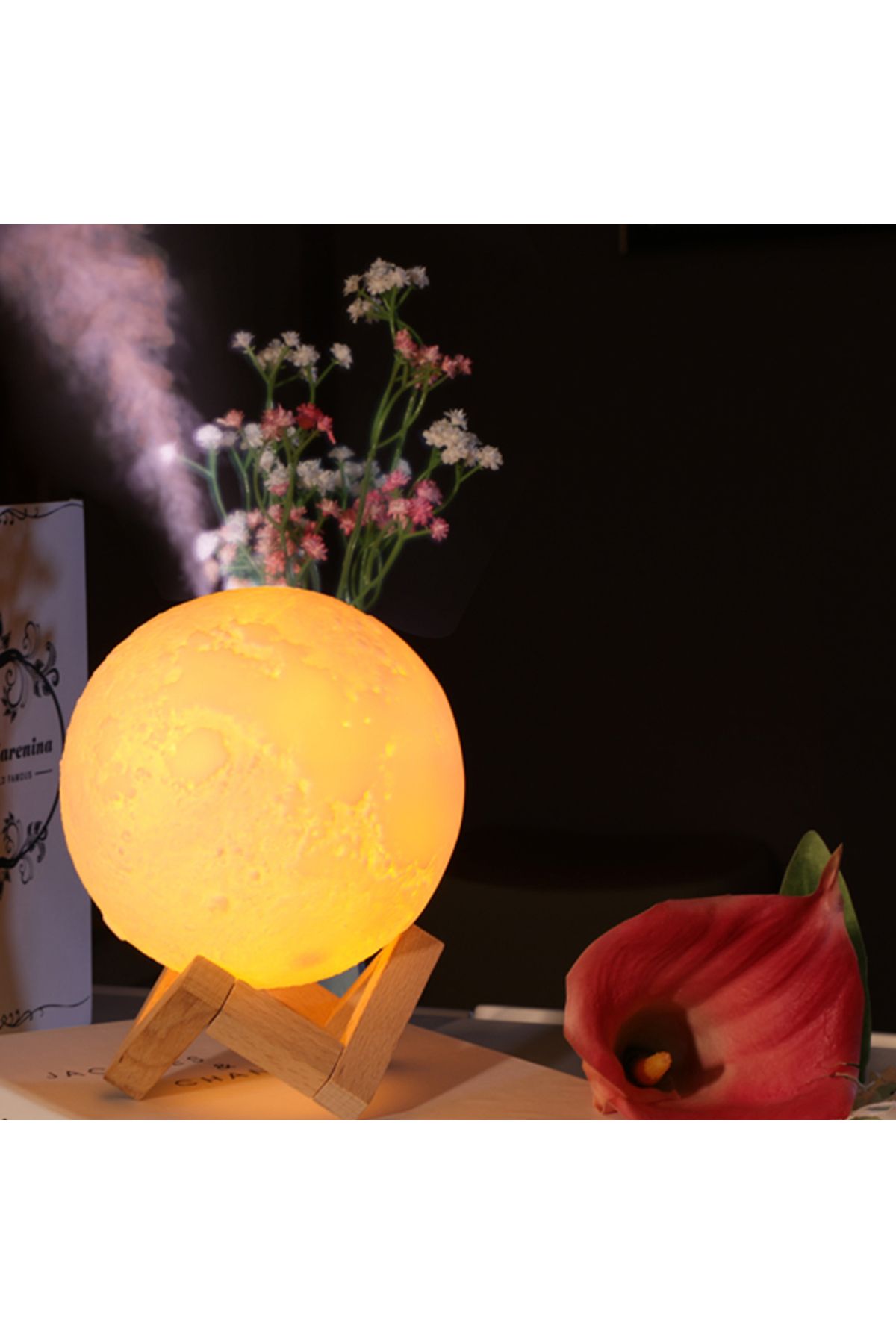 FOXMAG24-Humidifier 2-in-1 night light humidifier with battery/plug operation, 3D moon 5