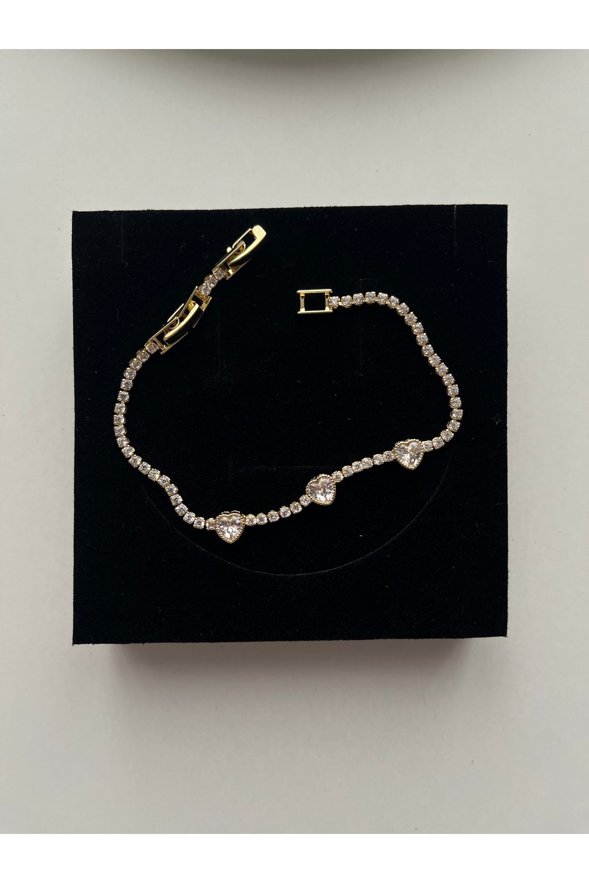 Alya Jewelry Çelik Gold Kalpli Su Yolu Bileklik