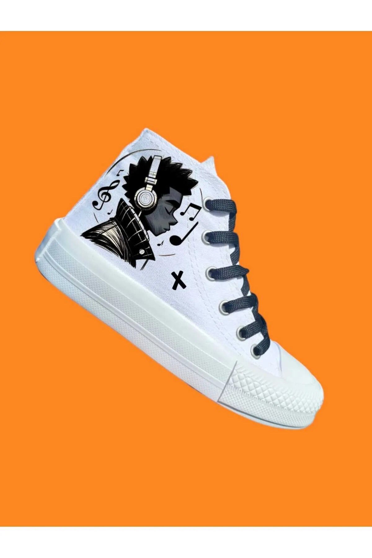 archiepet gri bağcıklı unisex müzik dinleyen çocuk baskılı spor ayakkabı