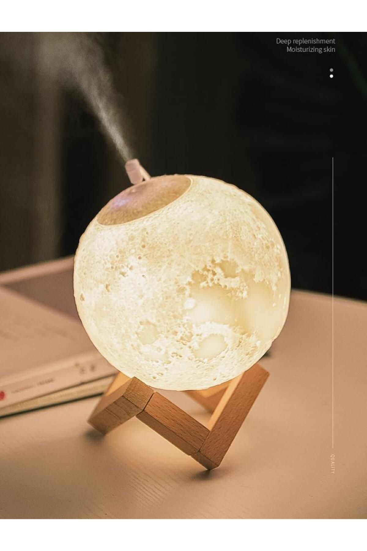 FOXMAG24-Humidifier 2-in-1 night light humidifier with battery/plug operation, 3D moon 4