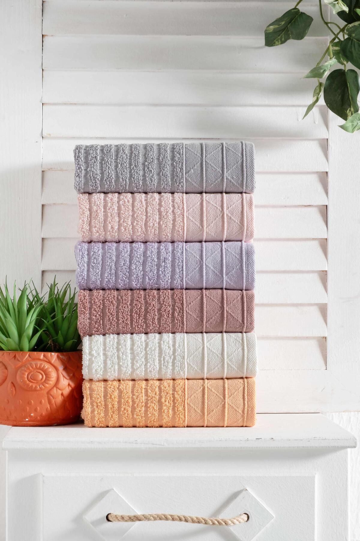 OYALI HOME COLLECTION |Diamond| 6'lı 50x90 El&Yüz Havlu Seti