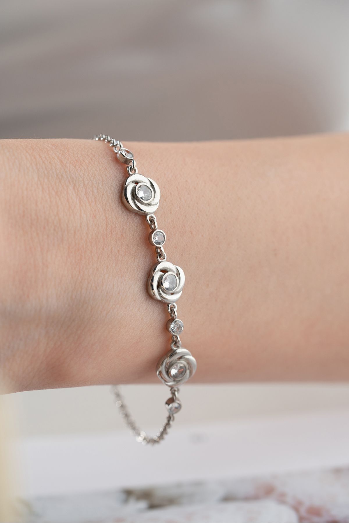 Silvano Jewelry 925 Ayar Gümüş Çiçek Bileklik