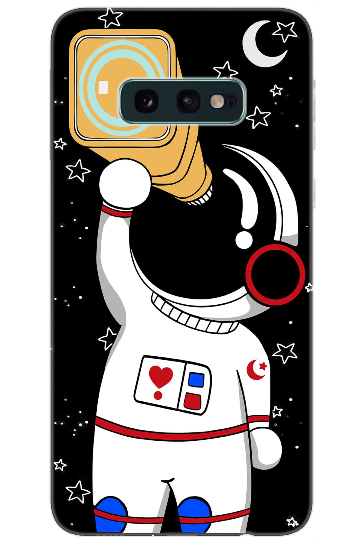 Ceppare Samsung Galaxy S10E (SM-G970F) Uyumlu Kılıf Desen Baskı Silikon Sevimli Astronot STK:100 CP-XLMYtBK