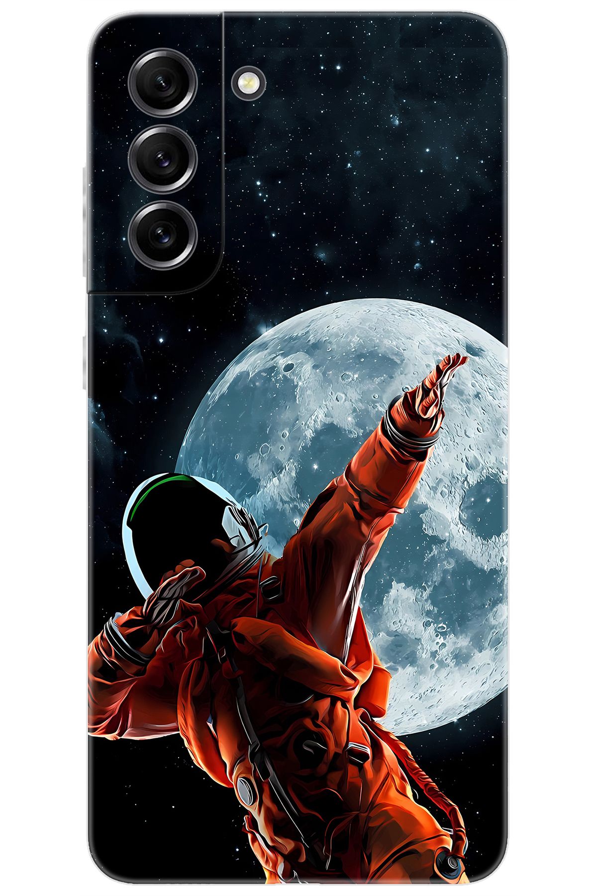 Ceppare Samsung Galaxy S21 FE (SM-G990E) Uyumlu Kılıf Desen Baskılı Silikon Astronot STK:674 CP-hkREp37