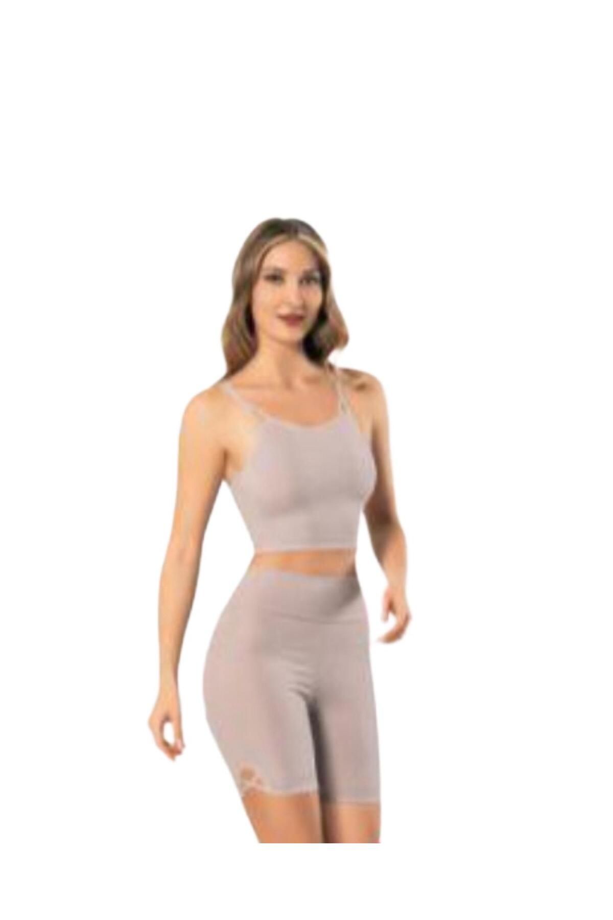 Lüx Wood 9003 YÜKSEK BEL TAYT CROP TAKIM