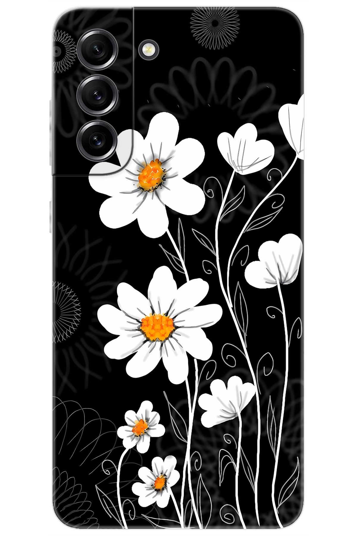 Ceppare Samsung Galaxy S21 FE (SM-G990E) Uyumlu Kılıf Desen Baskılı Silikon Papatya STK:693 CP-KoyIu1z