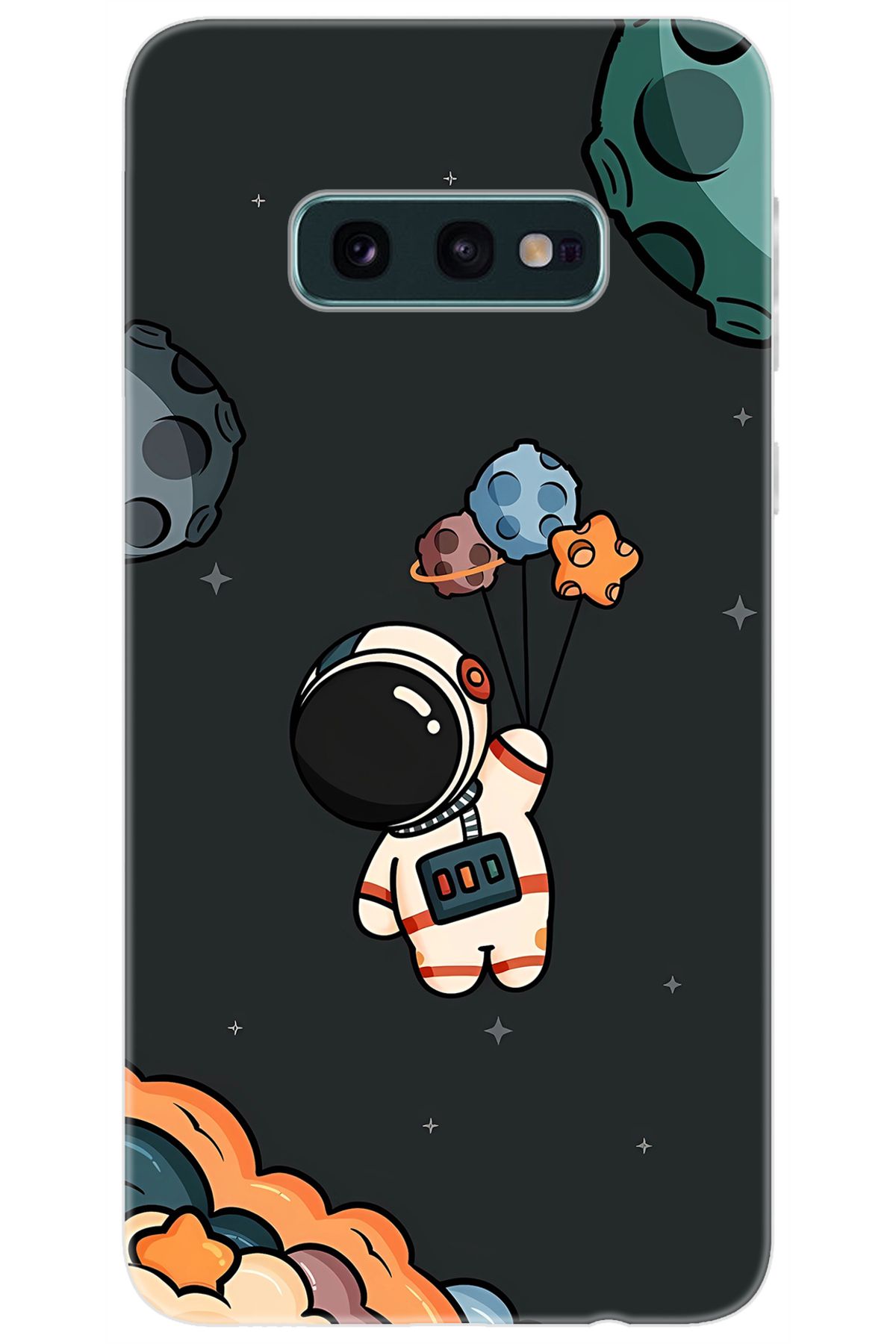 Ceppare Samsung Galaxy S10E (SM-G970F) Uyumlu Kılıf Desen Baskılı Silikon Astronot STK:628 CP-wwWt2q8