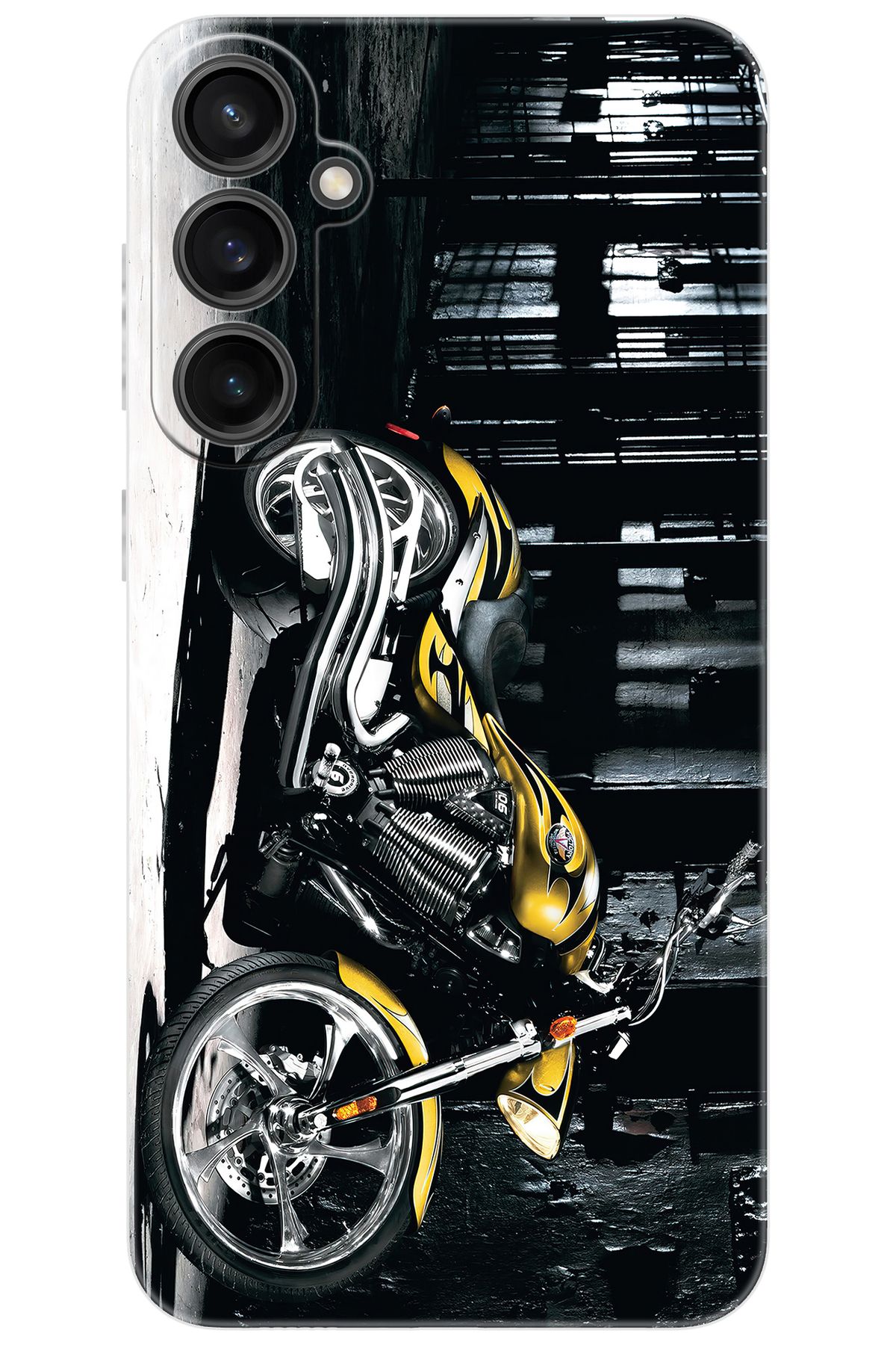 Ceppare Samsung Galaxy S23 FE (SM-S711B) Uyumlu Kılıf Desen Baskılı Silikon Motorcycle STK:297 CP-Bp939a0