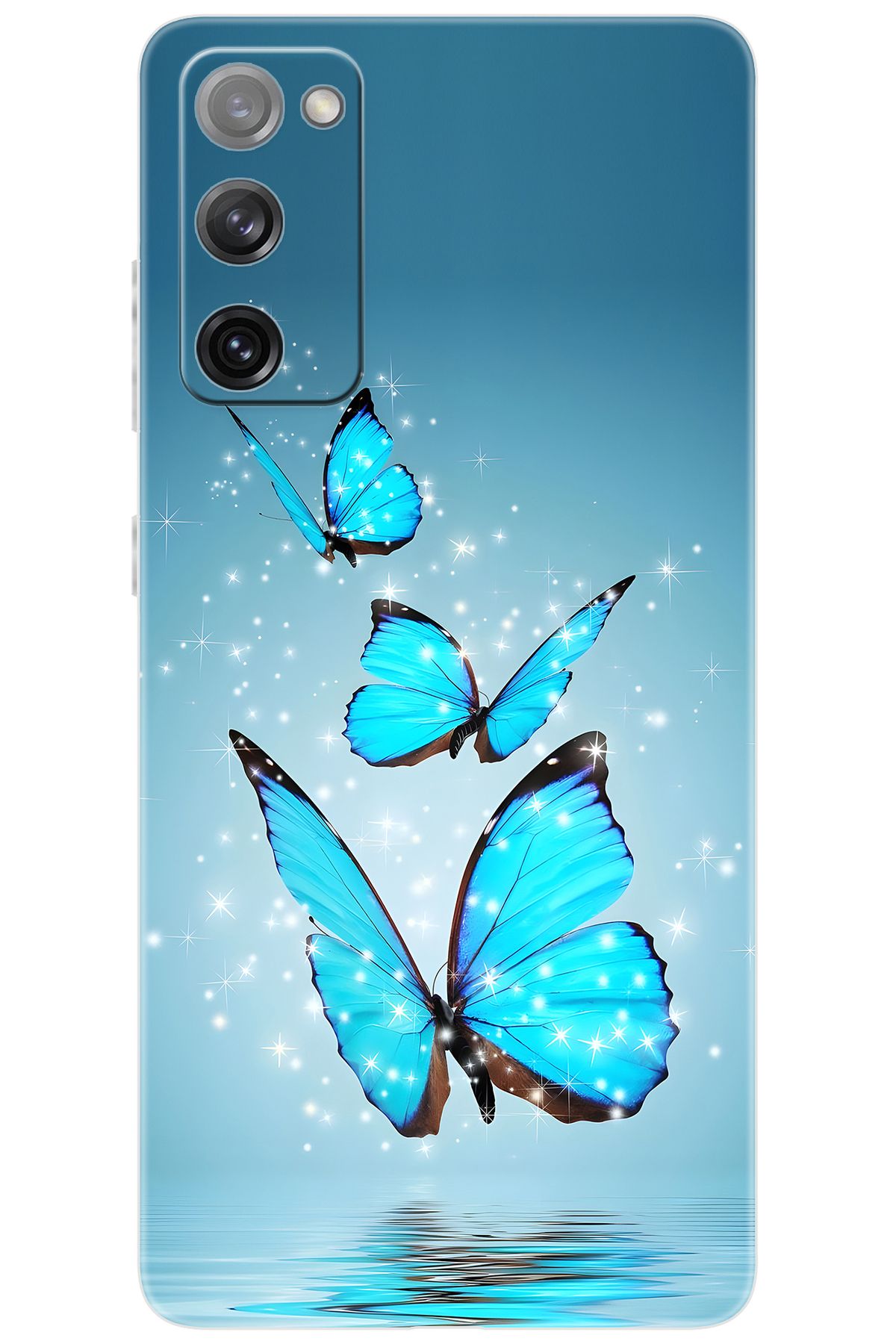 Ceppare Samsung Galaxy S20 FE (SM-G780G) Uyumlu Kılıf Desen Baskılı Silikon Mavi Kelebek STK:710 CP-3J0iMpf