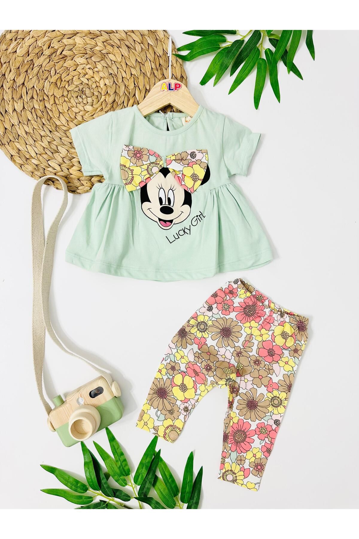 Alpbebe Cyprus Minnie Taytlı 2li Takım - Yeşil