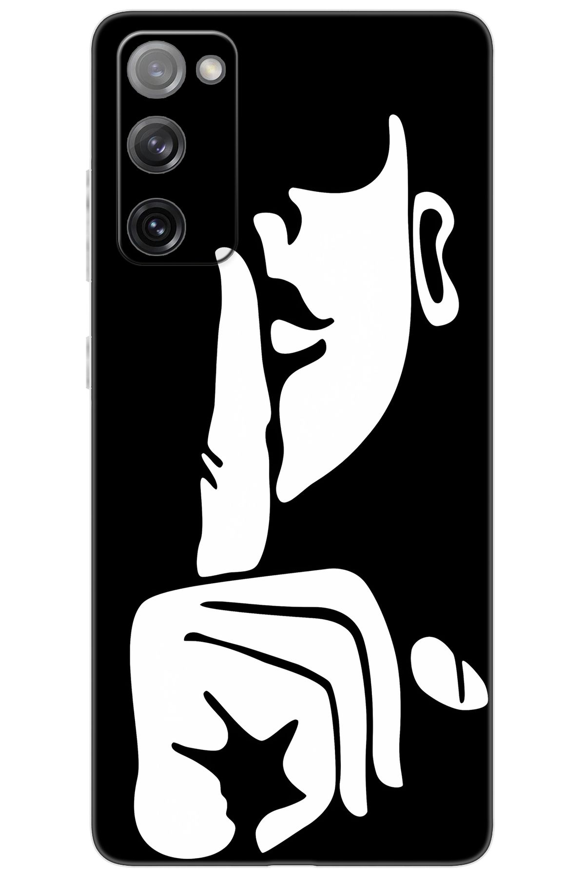 Ceppare Samsung Galaxy S20 FE (SM-G780G) Uyumlu Kılıf Desen Silikon Siyah Beyaz Sessizlik STK:653 CP-EBpaL0w