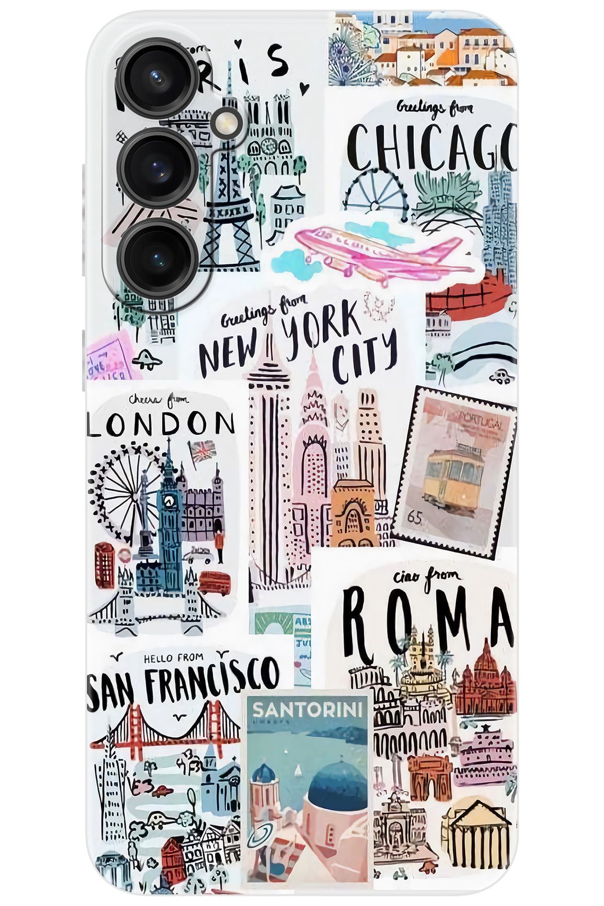 Ceppare Samsung Galaxy S23 FE (SM-S711B) Uyumlu Kılıf Desenli Silikon Newyork Roma London STK:624 CP-YNahX3r