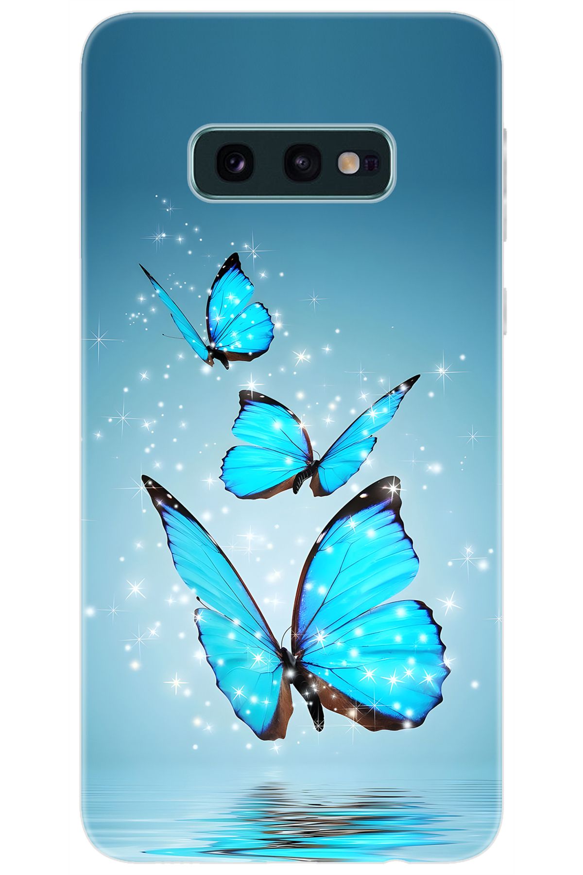 Ceppare Samsung Galaxy S10E (SM-G970F) Uyumlu Kılıf Desen Baskılı Silikon Mavi Kelebek STK:710 CP-VHIZD58