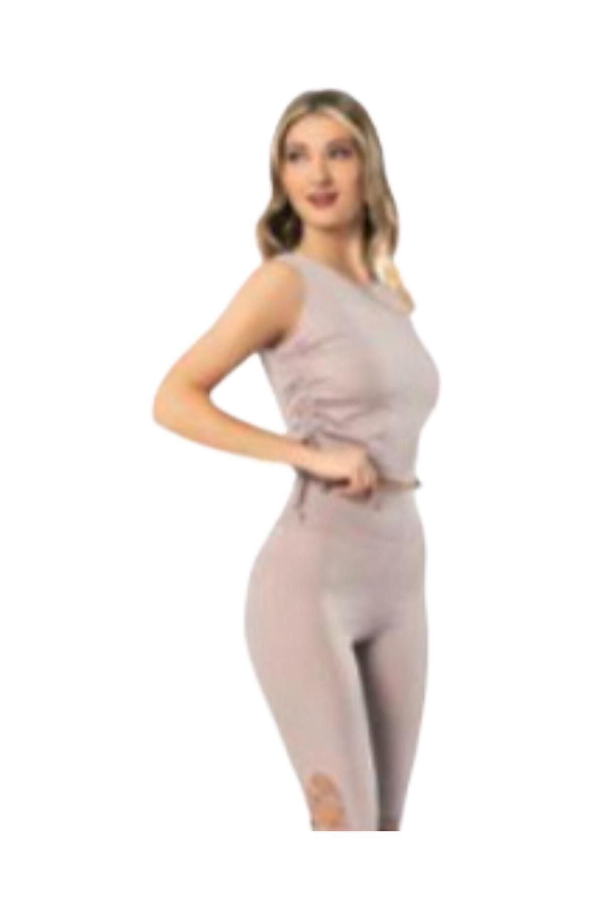 Lüx Wood 9001 YÜKSEK BEL TAYT CROP TAKIM