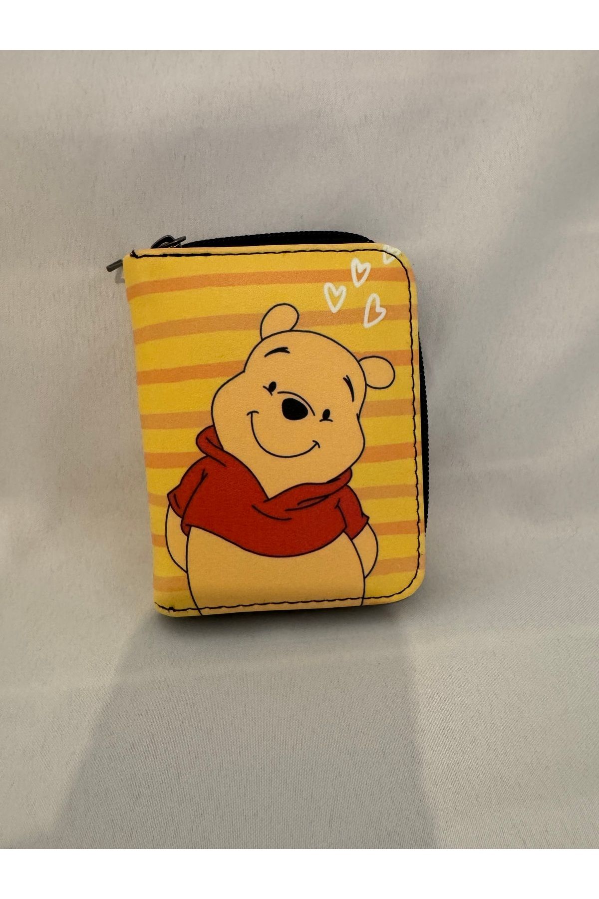 facnspt Winnie the Pooh Kalpli Sarı Çizgili Fermuarlı Cüzdan