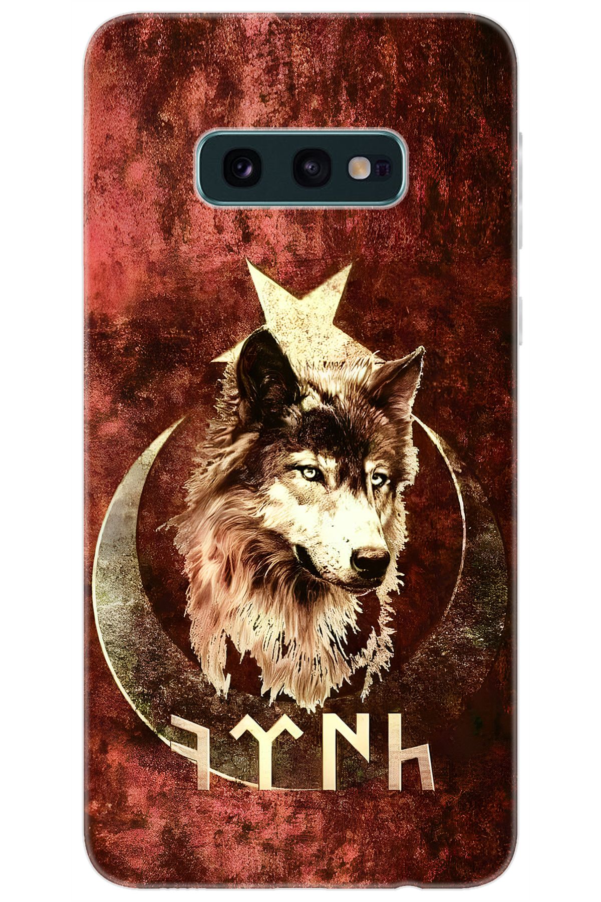Ceppare Samsung Galaxy S10E (SM-G970F) Uyumlu Kılıf Desen Baskı Silikon Kurt ve Göktürkçe STK:385 CP-wlygRoh