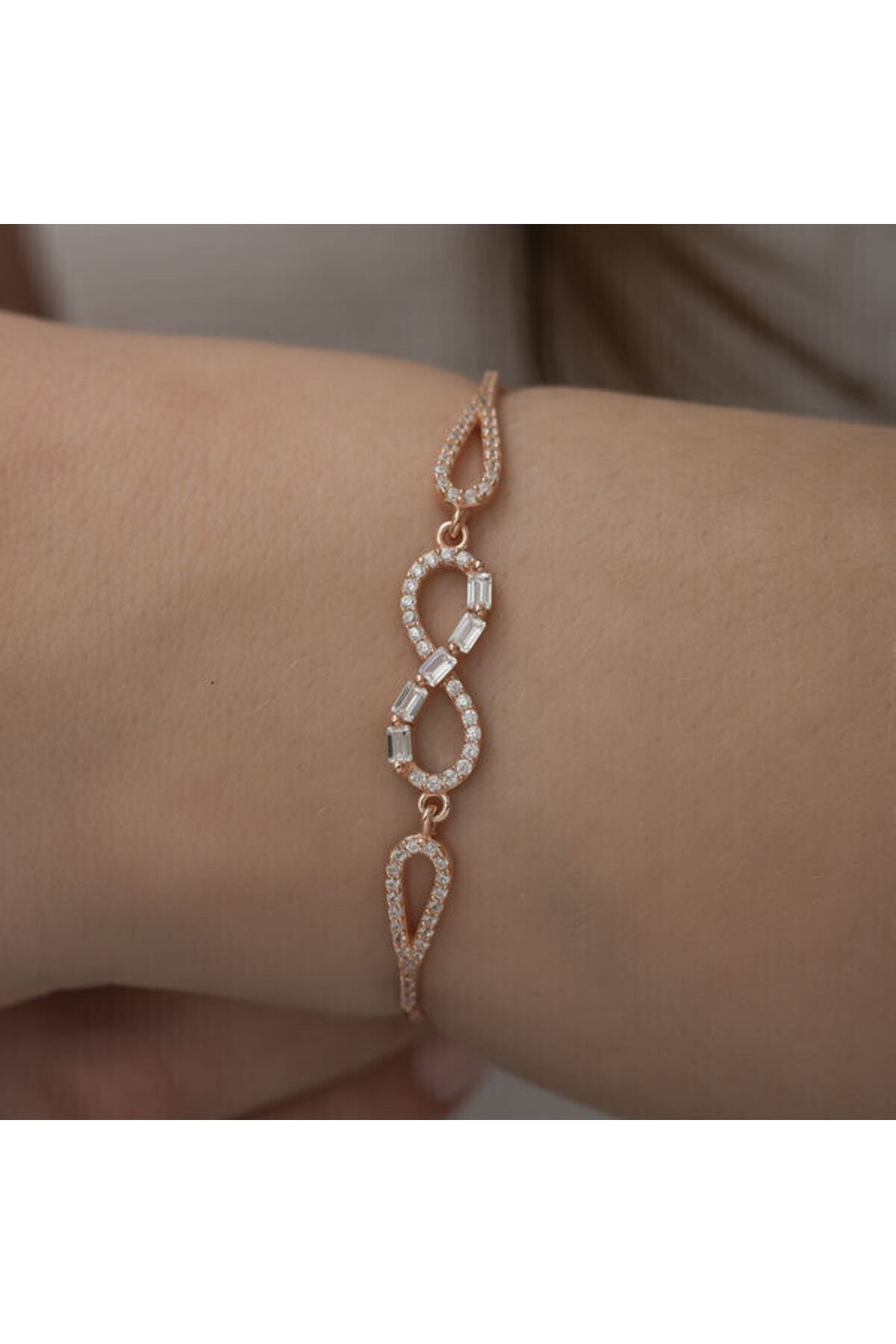 shop Rose Baget Taşlı Sonsuzluk 925 Ayar Gümüş Bileklik