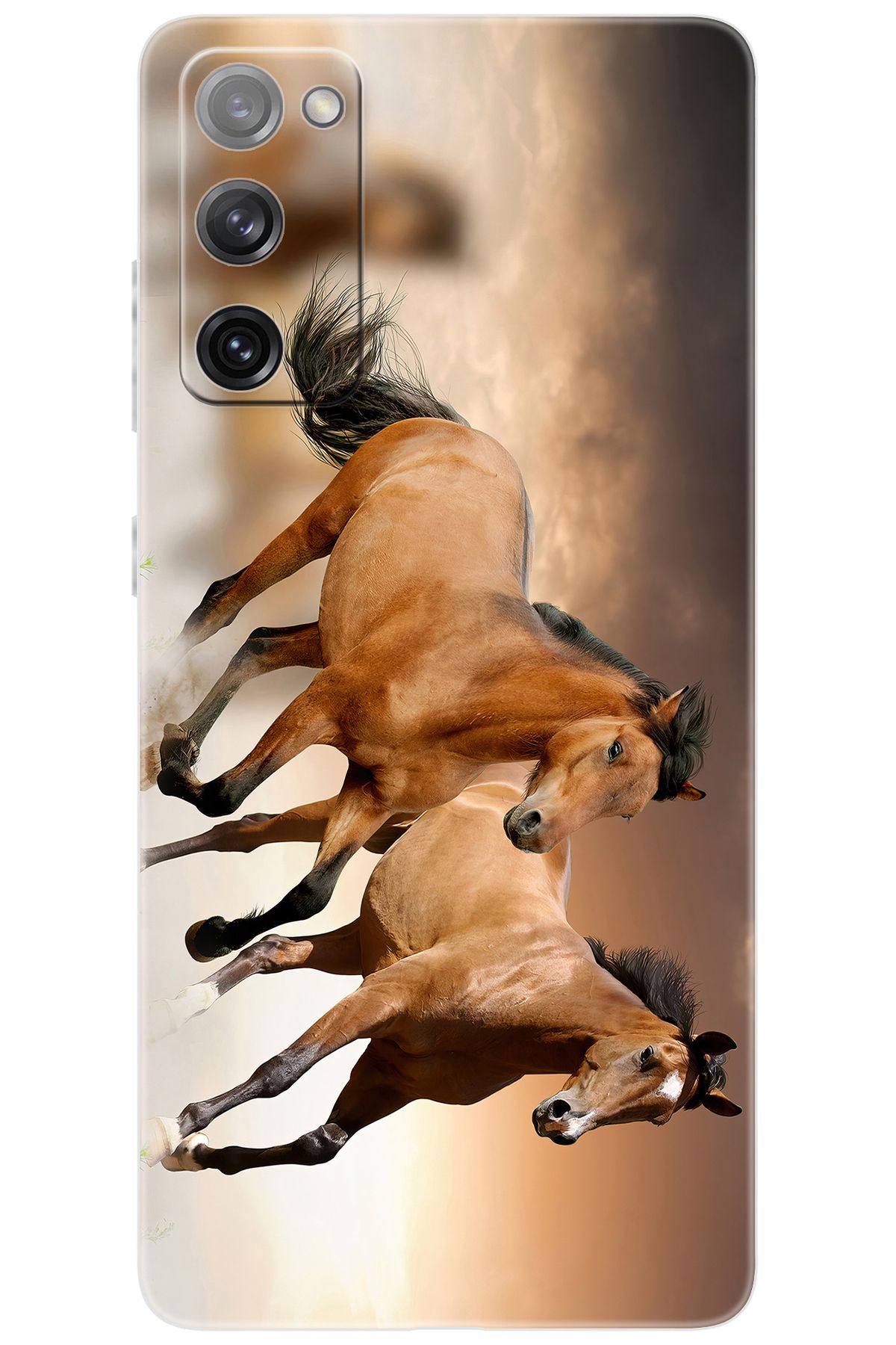 Ceppare Samsung Galaxy S20 FE (SM-G780G) Uyumlu Kılıf Desen Baskılı Silikon Kahve Atlar STK:176 CP-6qZSJb4