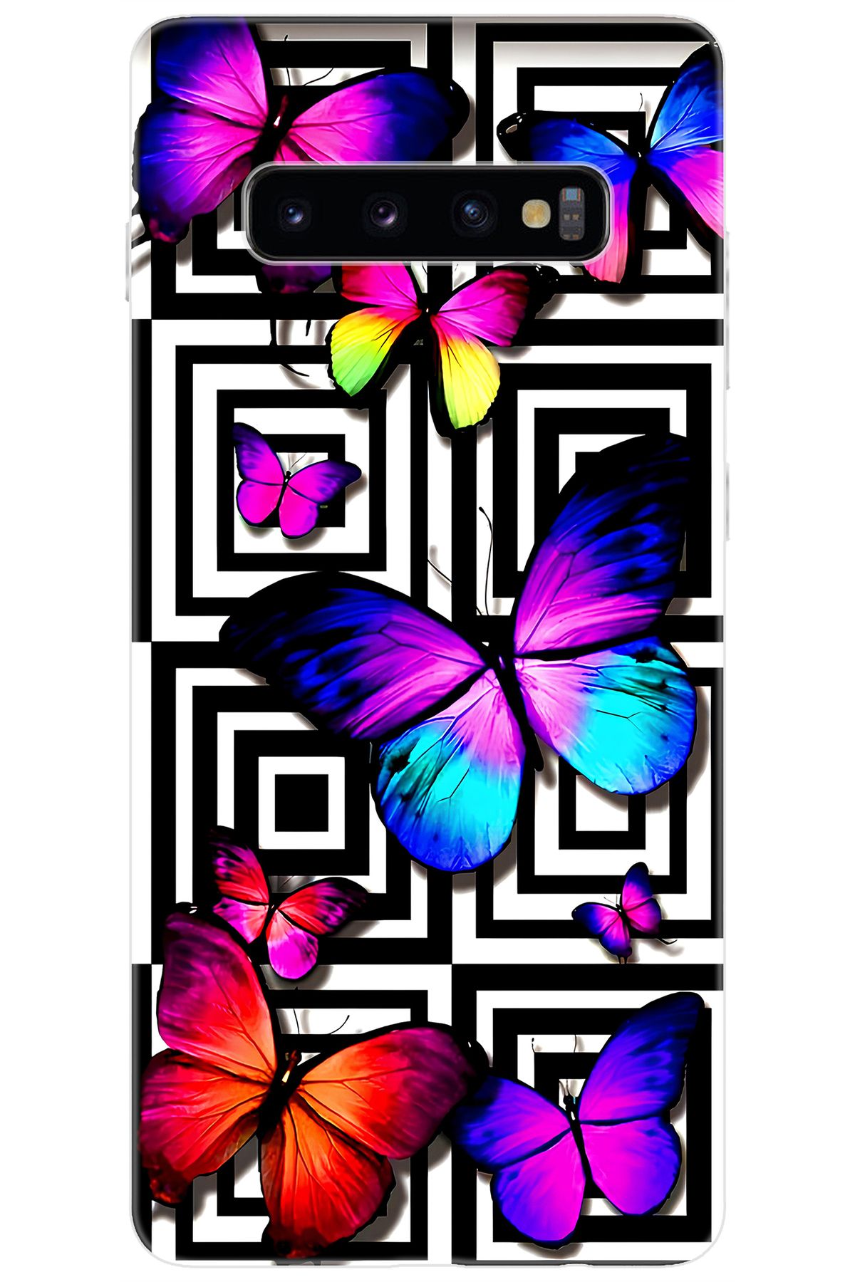Ceppare Samsung Galaxy S10 PLUS (SM-G975F) Uyumlu Kılıf Desen Baskılı Silikon Kelebek STK:699 CP-BMFqajP