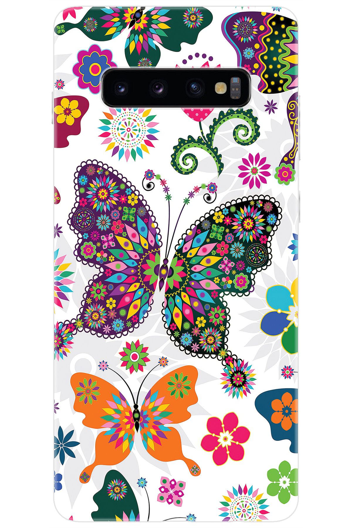 Ceppare Samsung Galaxy S10 PLUS (SM-G975F) Uyumlu Kılıf Desenli Silikon Renkli Kelebekler STK:541 CP-M4NkC8f