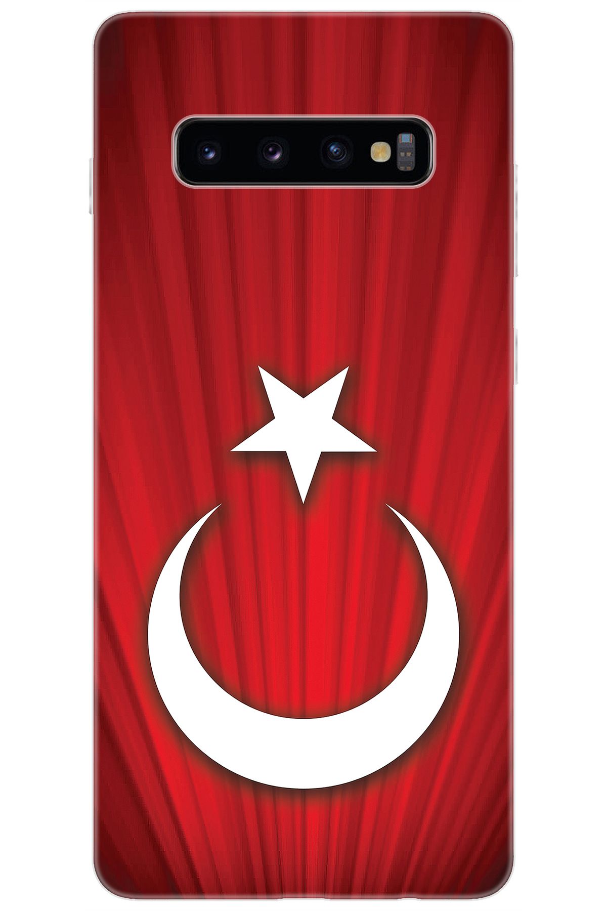 Ceppare Samsung Galaxy S10 PLUS (SM-G975F) Uyumlu Kılıf Silikon Türk Bayrağı Tasarım STK:382 CP-NK7bYCu