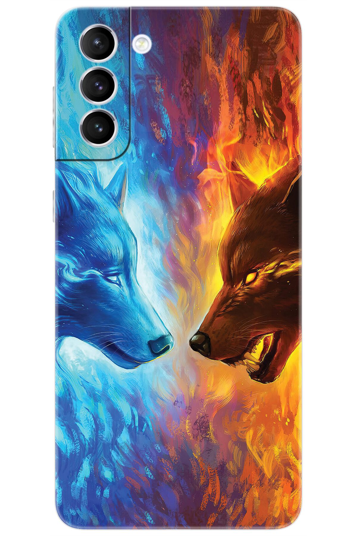 Ceppare Samsung Galaxy S21 PLUS (SM-G996B) Uyumlu Kılıf Desenli Silikon Alev ve Kurtlar STK:489 CP-h2uu8pR
