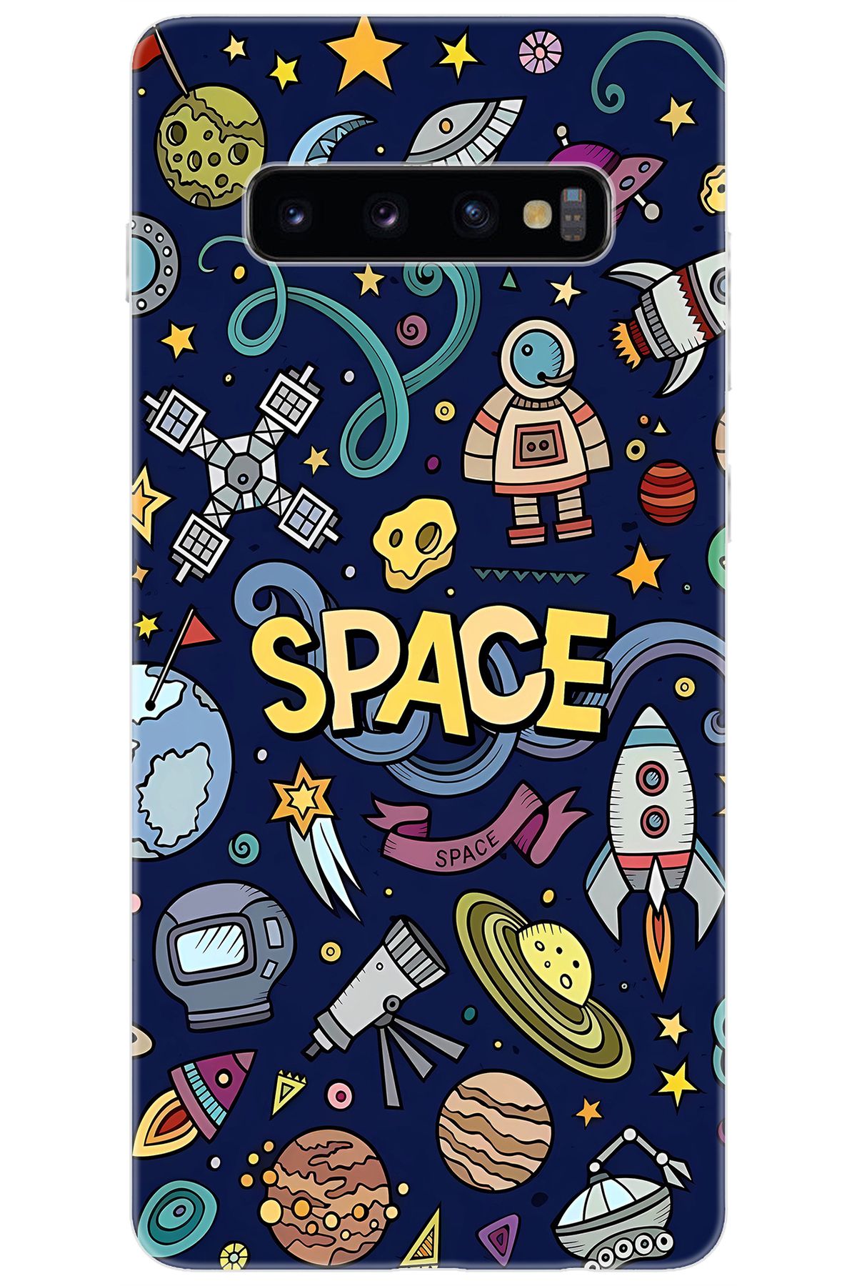 Ceppare Samsung Galaxy S10 PLUS (SM-G975F) Uyumlu Kılıf Desen Baskılı Silikon Space STK:623 CP-95LYQrn
