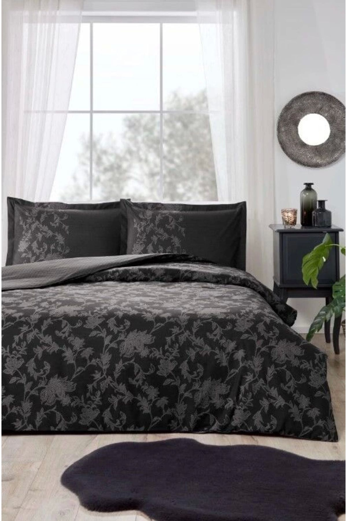 MELFSHOP Özdilek Çift Kişilik Ranforce Nevresim Takımı Barocco Antrasit