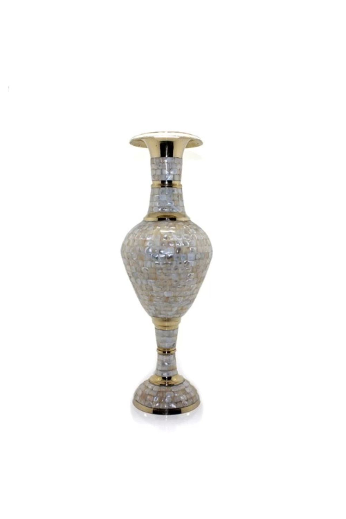 ÖYKÜ VE YİĞİT Pirinç Sedefli Vazo 45 Cm