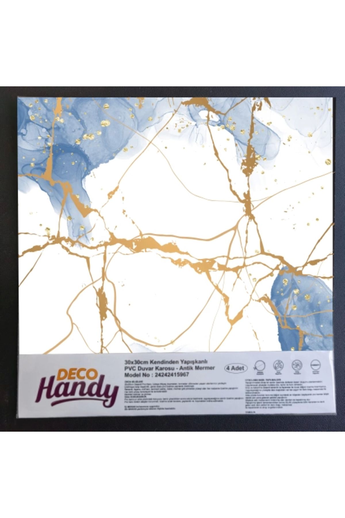 KAKTÜS JACK DecoHandy Pvc Yapışkanlı Yer Karosu 30x30cm 4'Lü Paket - Blue Edition 0,36m2