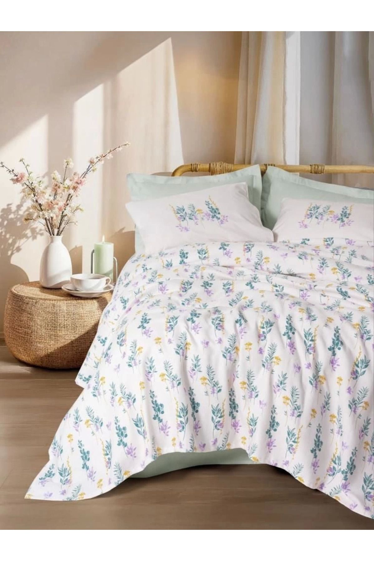 Angoravi Cotton Box Estiva Çift Kişilik Pike Takımı Twig Mint