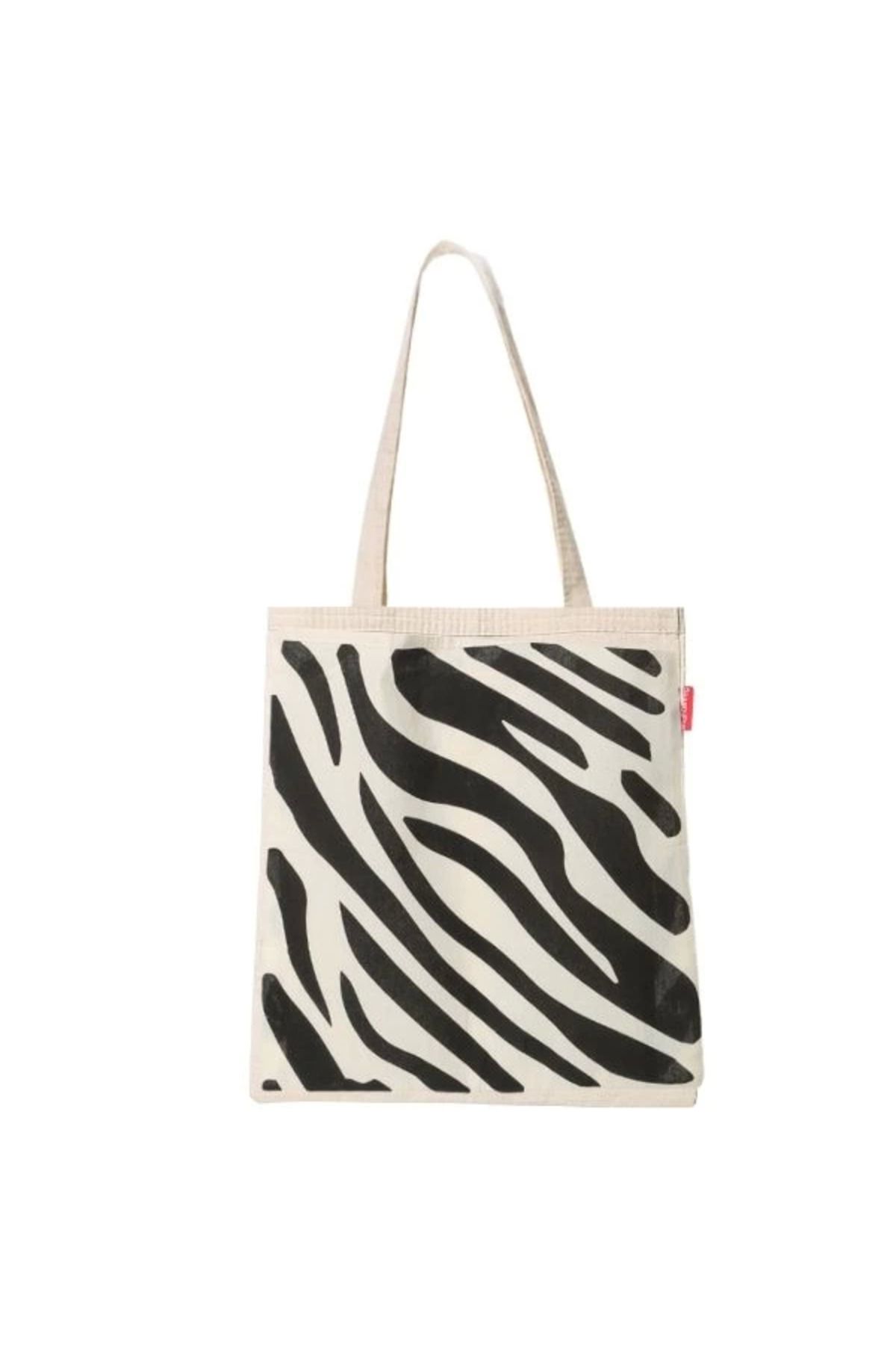 Angoravi Baghashtag Zebra Desenli Bez Çanta
