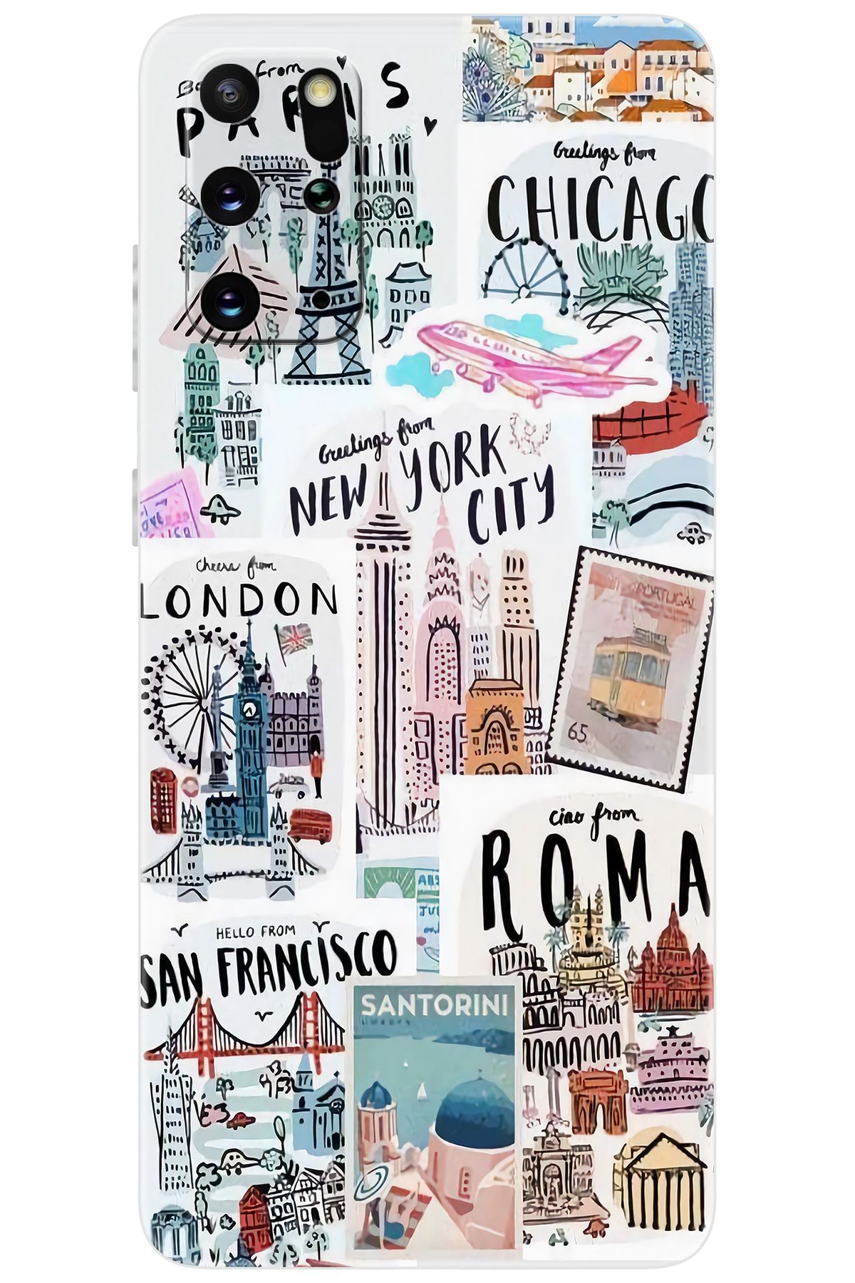Ceppare Samsung Galaxy S20 PLUS (SM-G985F) Uyumlu Kılıf Desen Silikon Newyork Roma London STK:624 CP-yZ52INH