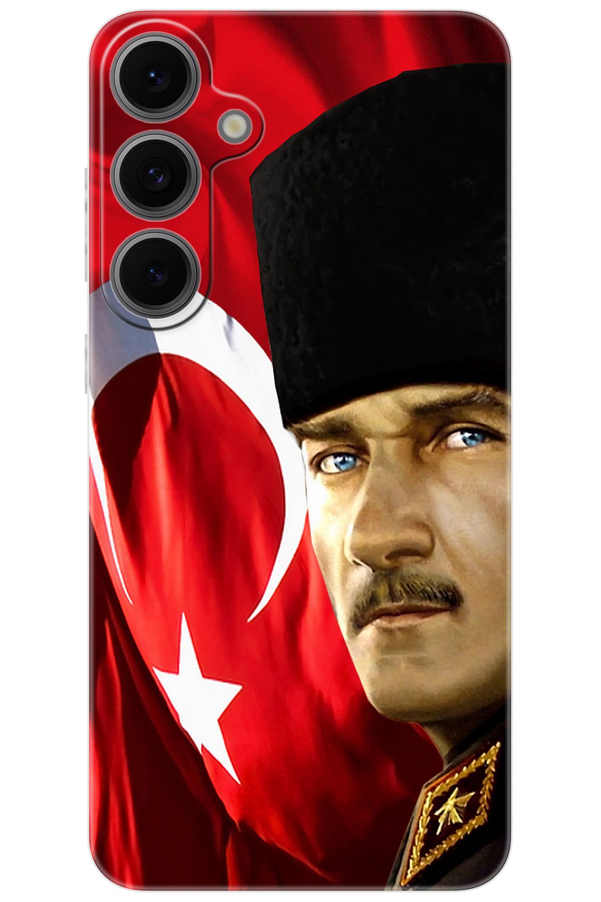 Ceppare Samsung Galaxy S24 FE (SM-S721B) Uyumlu Kılıf Silikon Atatürk ve Türk Bayrağı STK:726 CP-KTRshcE