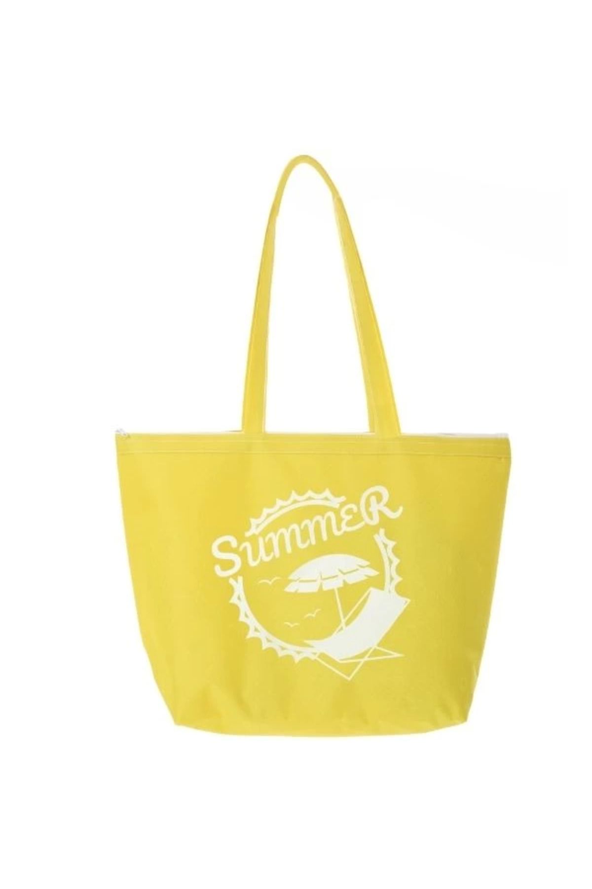 Angoravi Baghashtag Summer Beach Bag Plaj Çantası Sarı