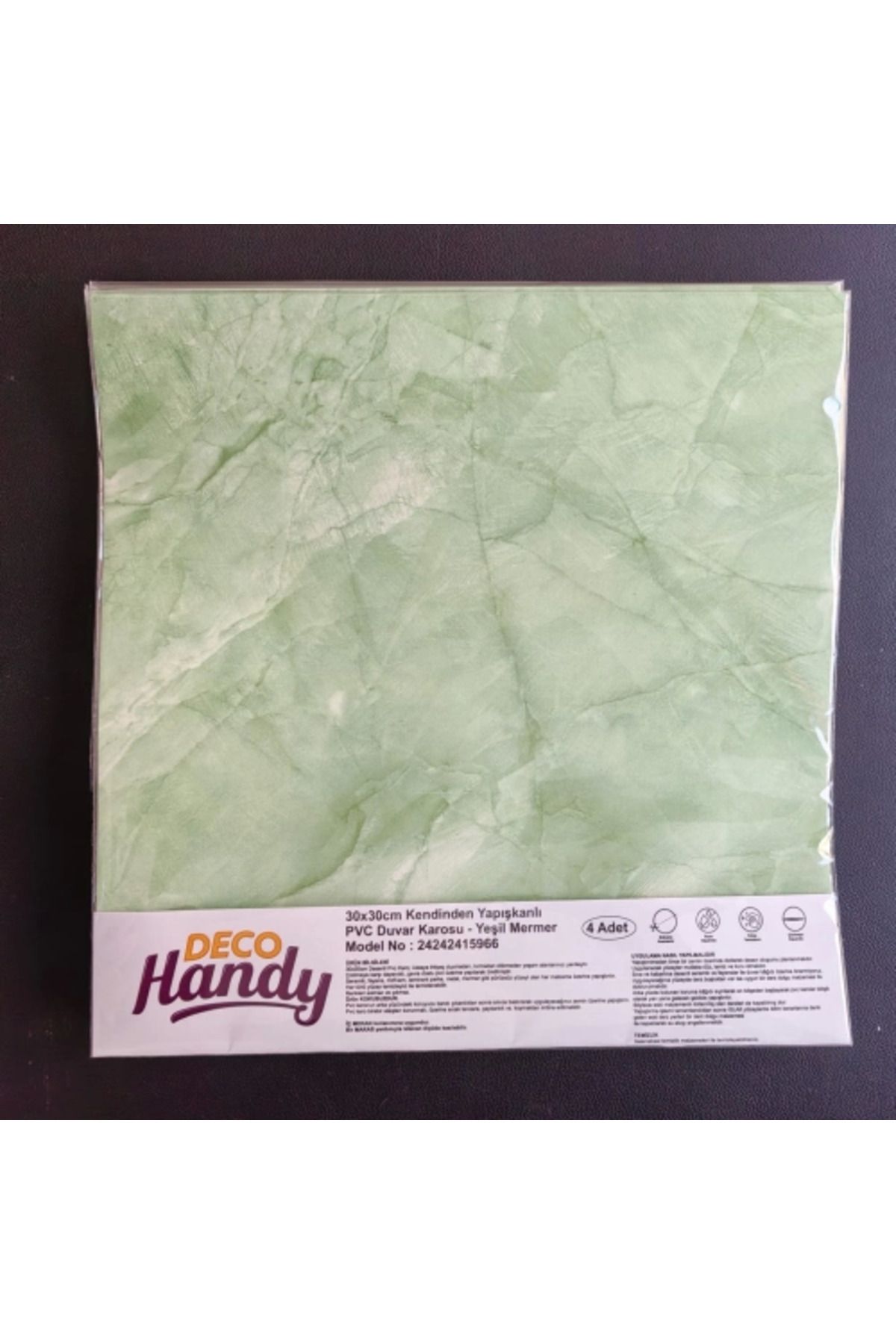 hayalimsah Decohandy 30x30 Cm Pvc Duvar Karosu 4'Lü Paket - Yeşil Mermer